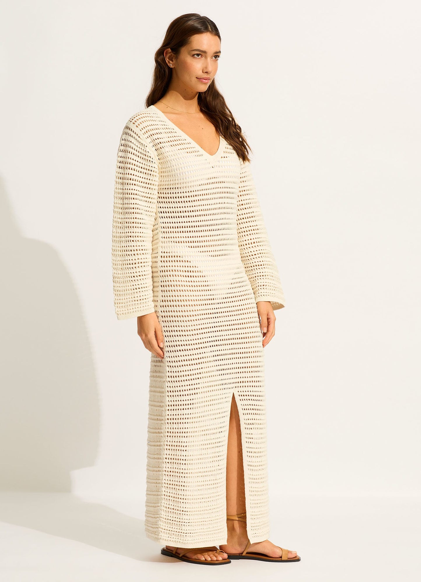  Ahoy Maxi Knit Coverup - Ecru