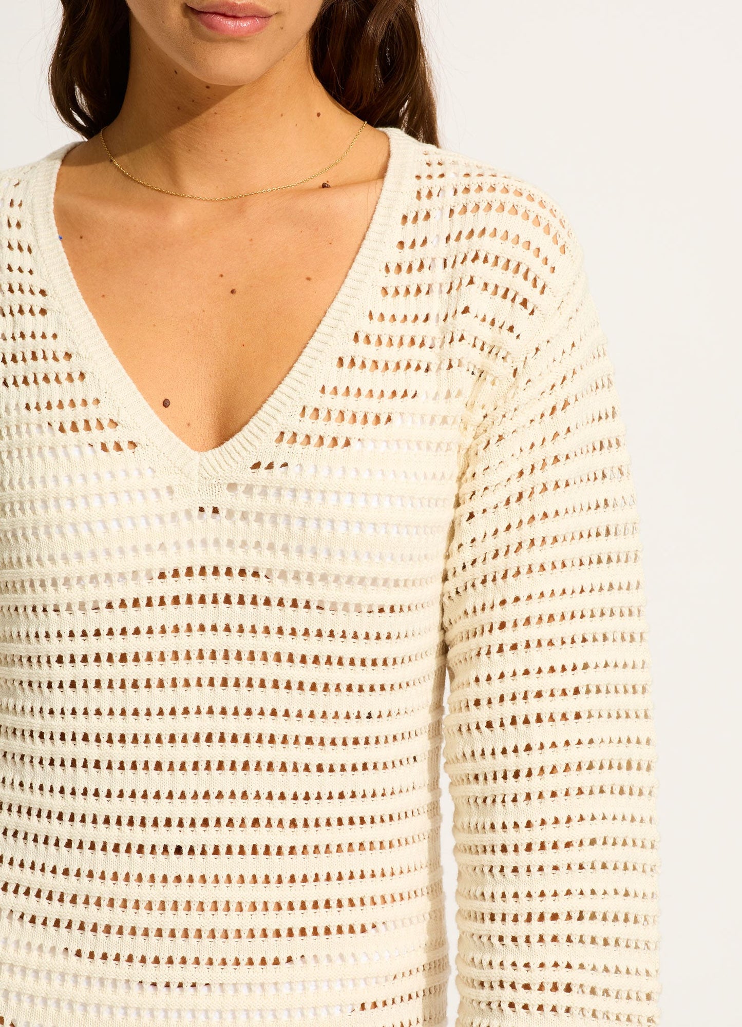  Ahoy Maxi Knit Coverup - Ecru