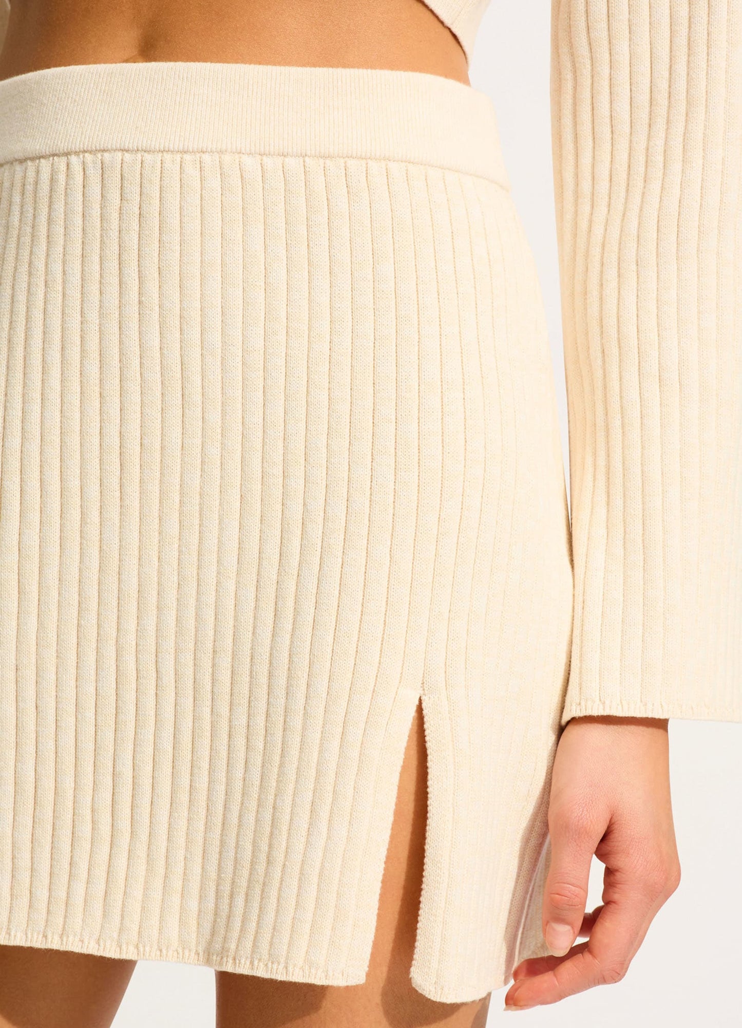 Wavelength Mini Knit Skirt - Ecru