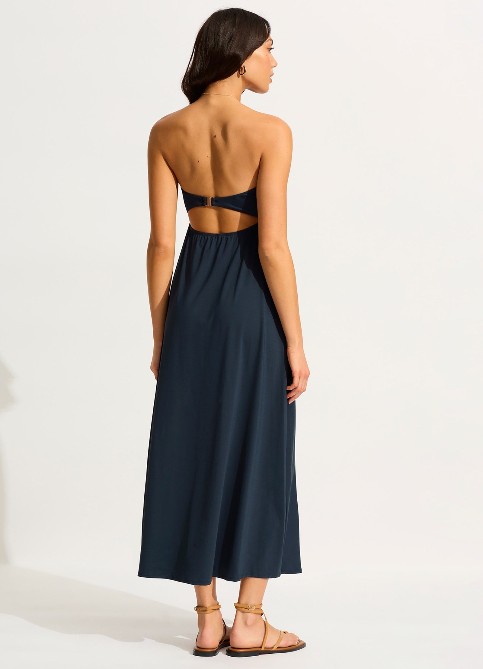  Lucia Frill Midi Dress - True Navy