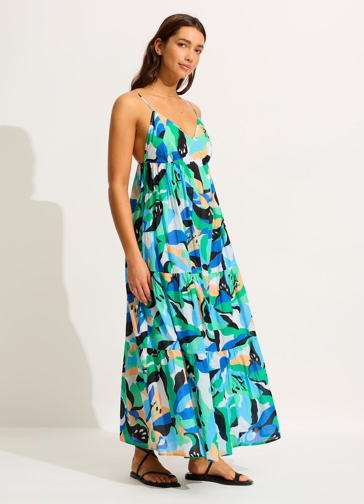  Rio Tiered Midi Dress - Jade