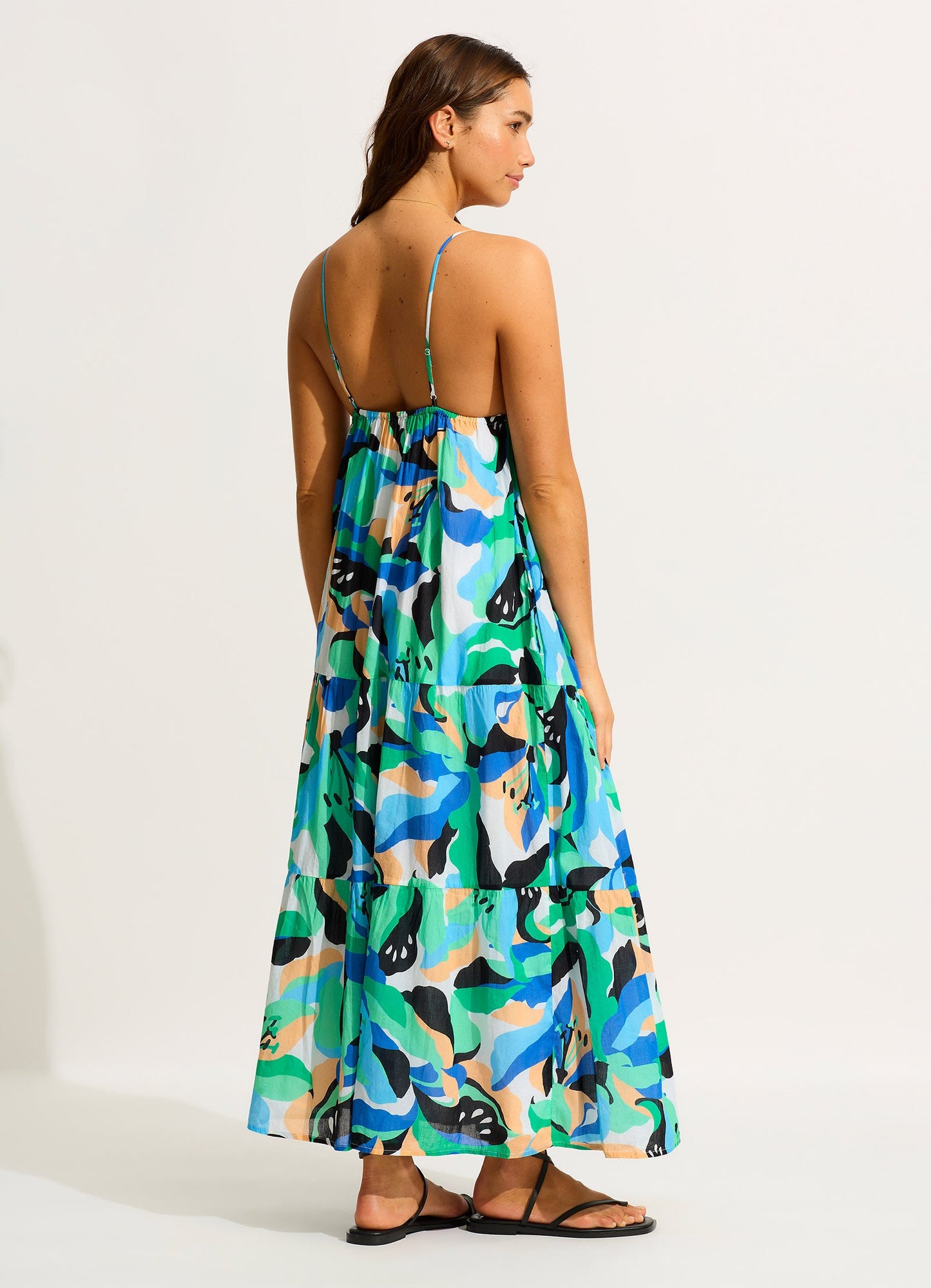  Rio Tiered Midi Dress - Jade