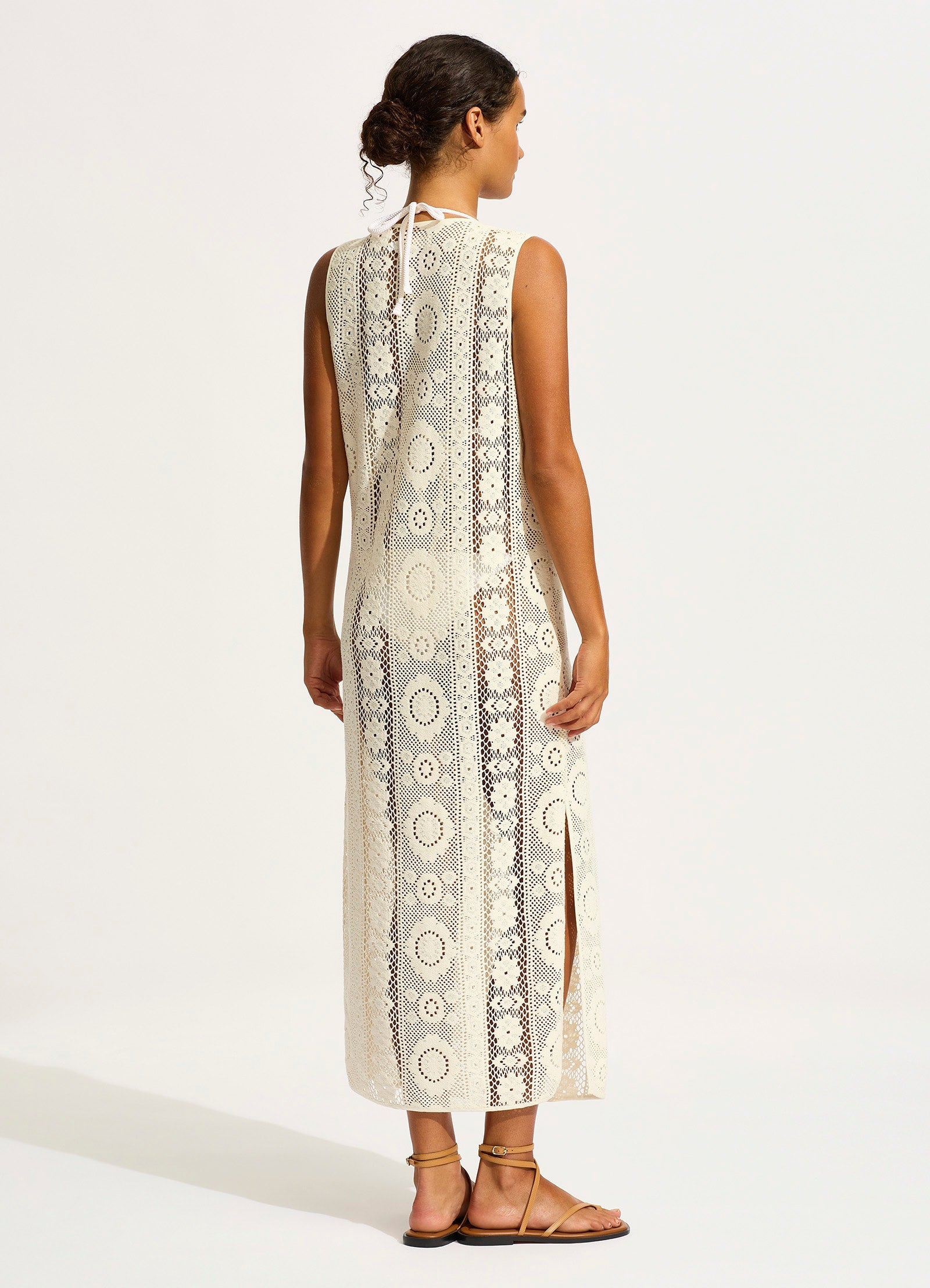  Corfu Crochet Maxi Cover Up - Ecru