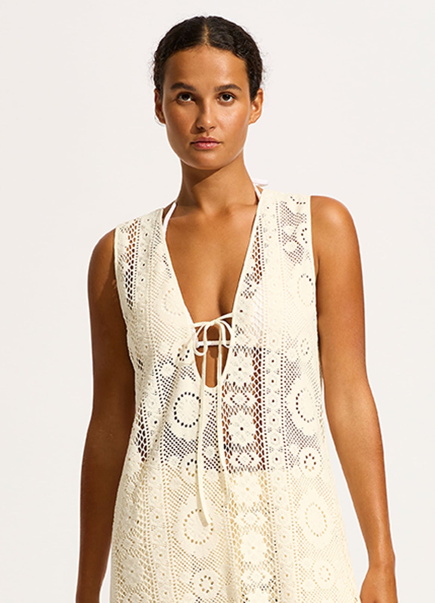  Corfu Crochet Mini Cover Up - Ecru
