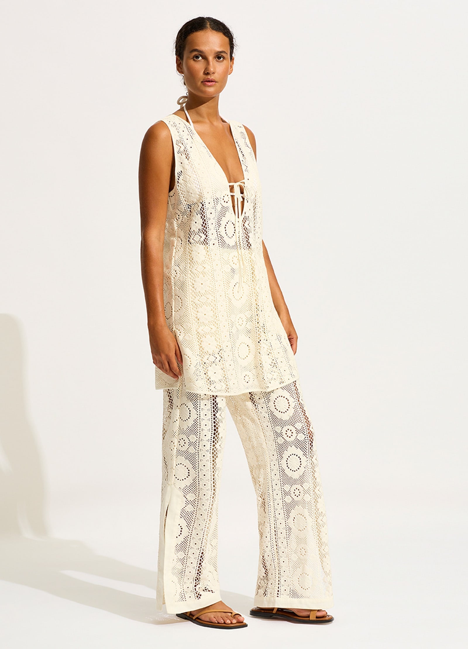  Corfu Crochet Mini Cover Up - Ecru