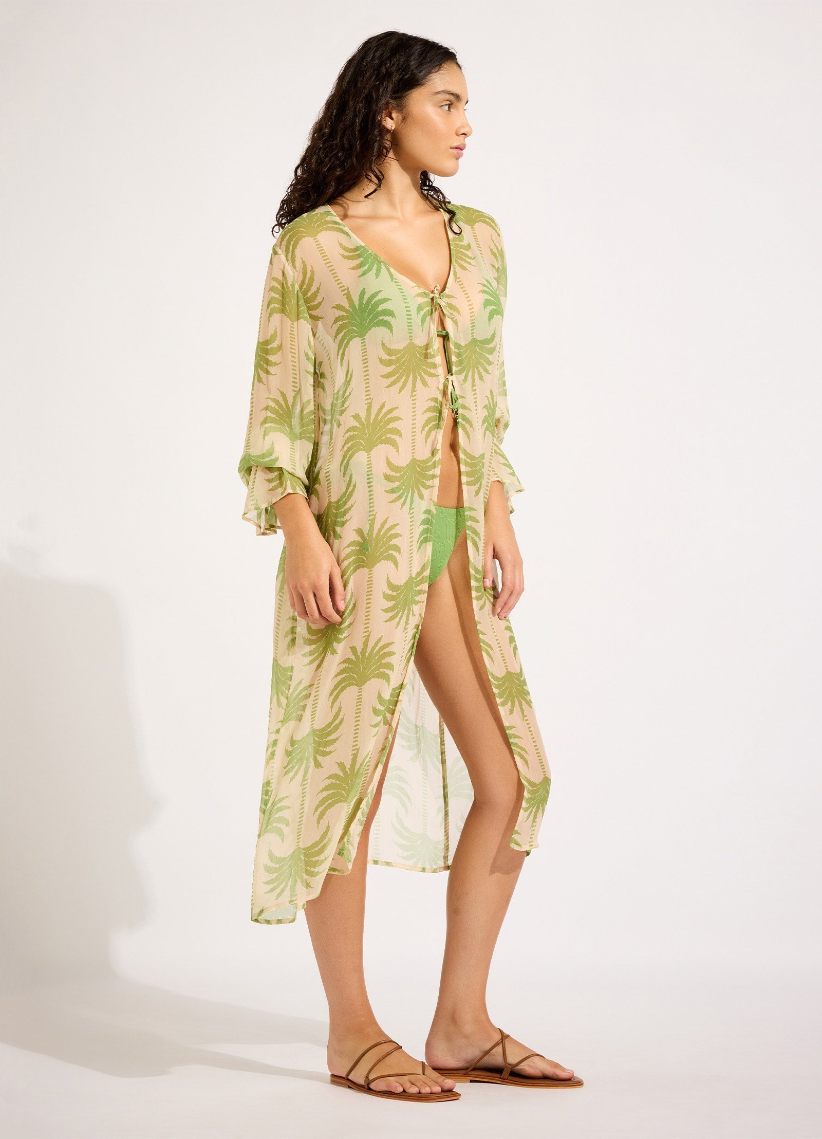  Oasis Tie Front Cover Up - Sage