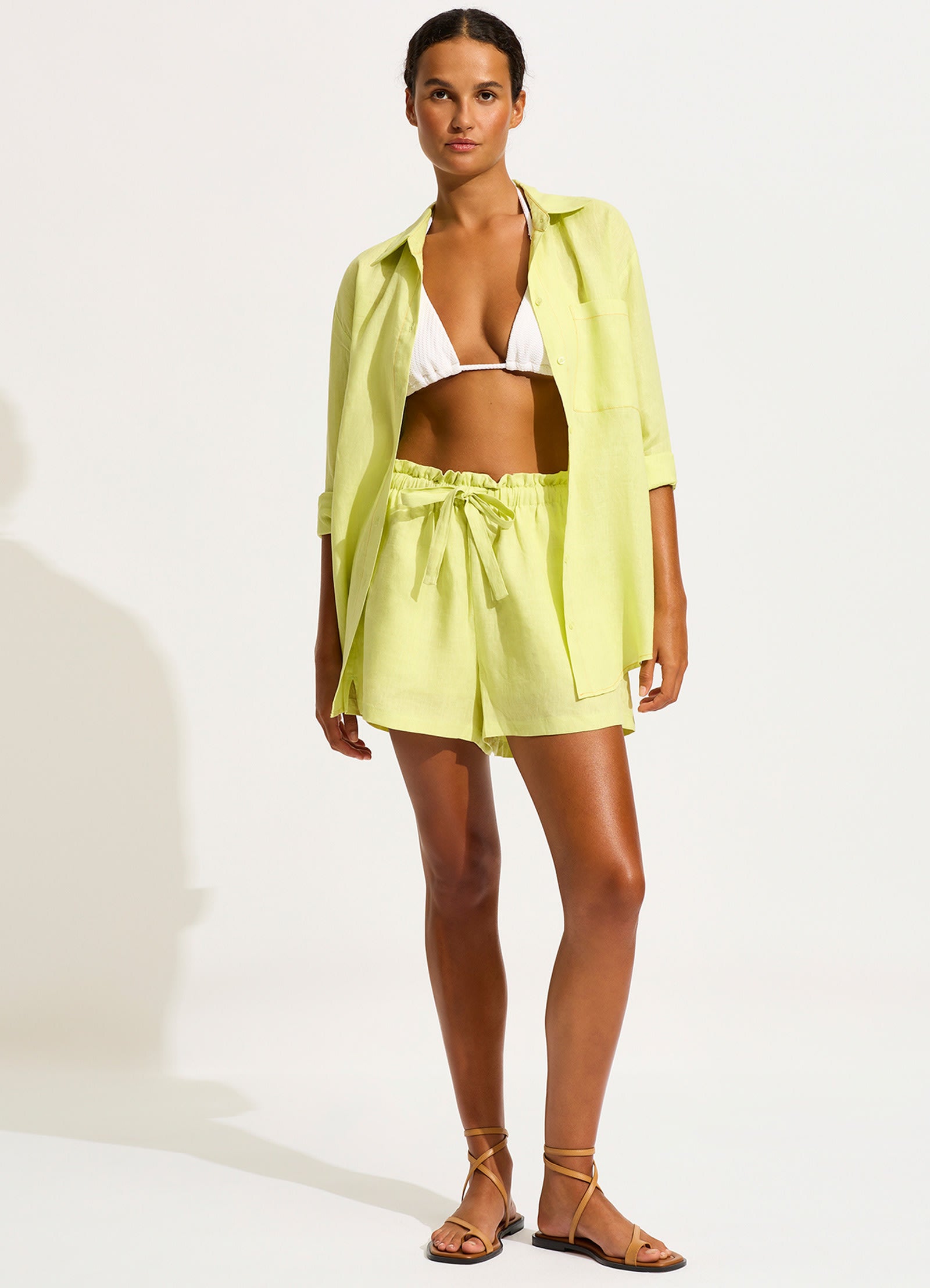  Corfu Contrast Stitch Shirt - Pistachio