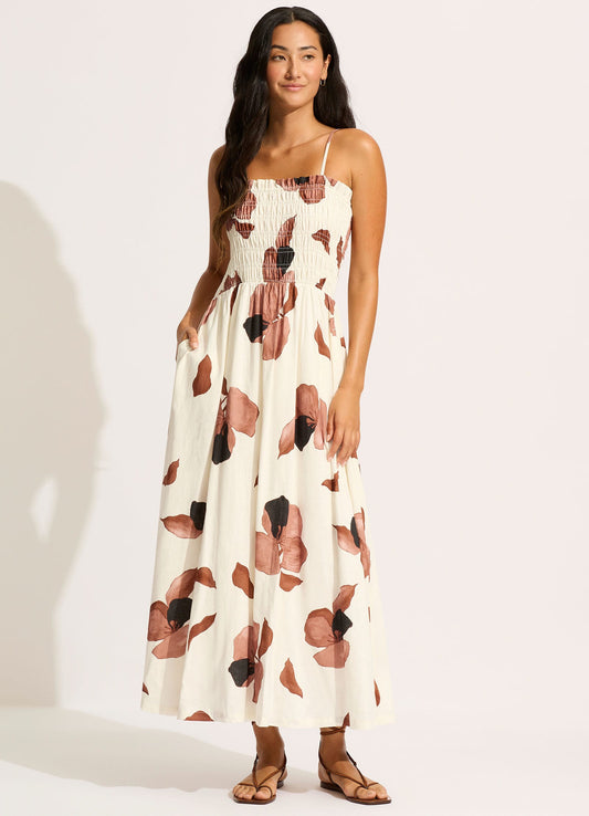  Secret Garden Shirred Maxi Dress - Black