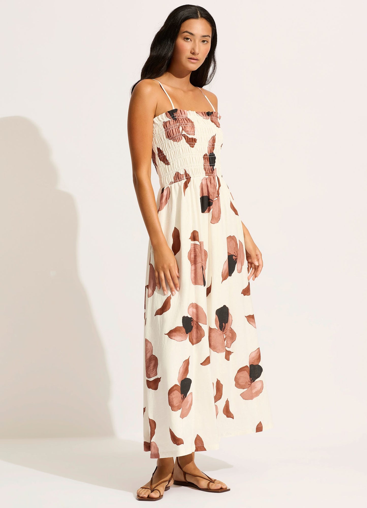  Secret Garden Shirred Maxi Dress - Black