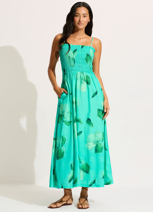  Secret Garden Shirred Maxi Dress - Jade