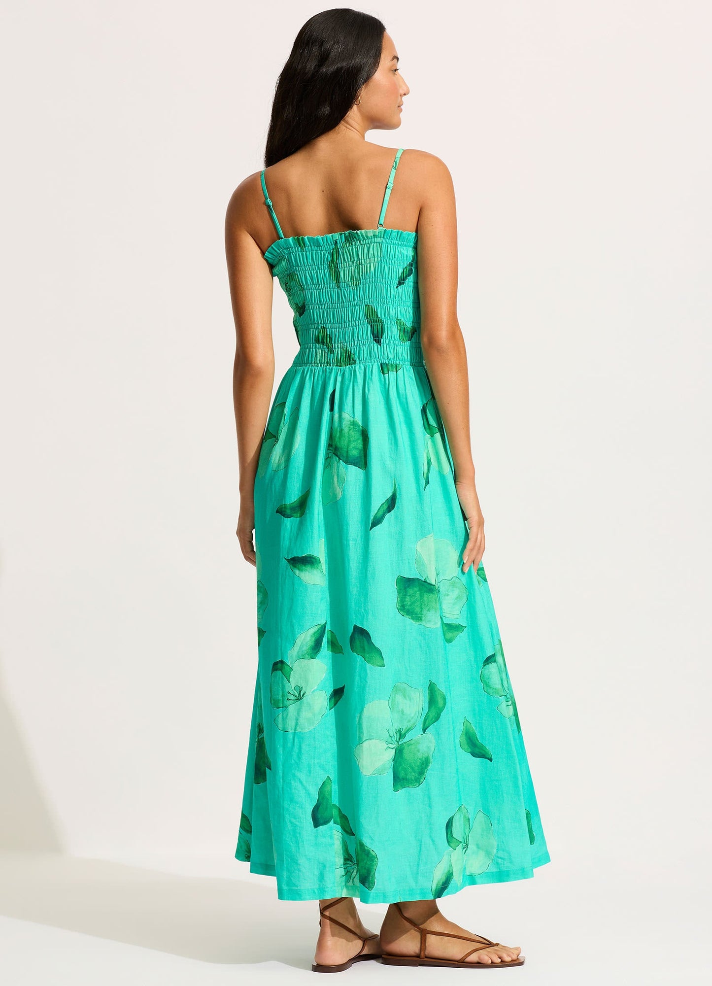  Secret Garden Shirred Maxi Dress - Jade