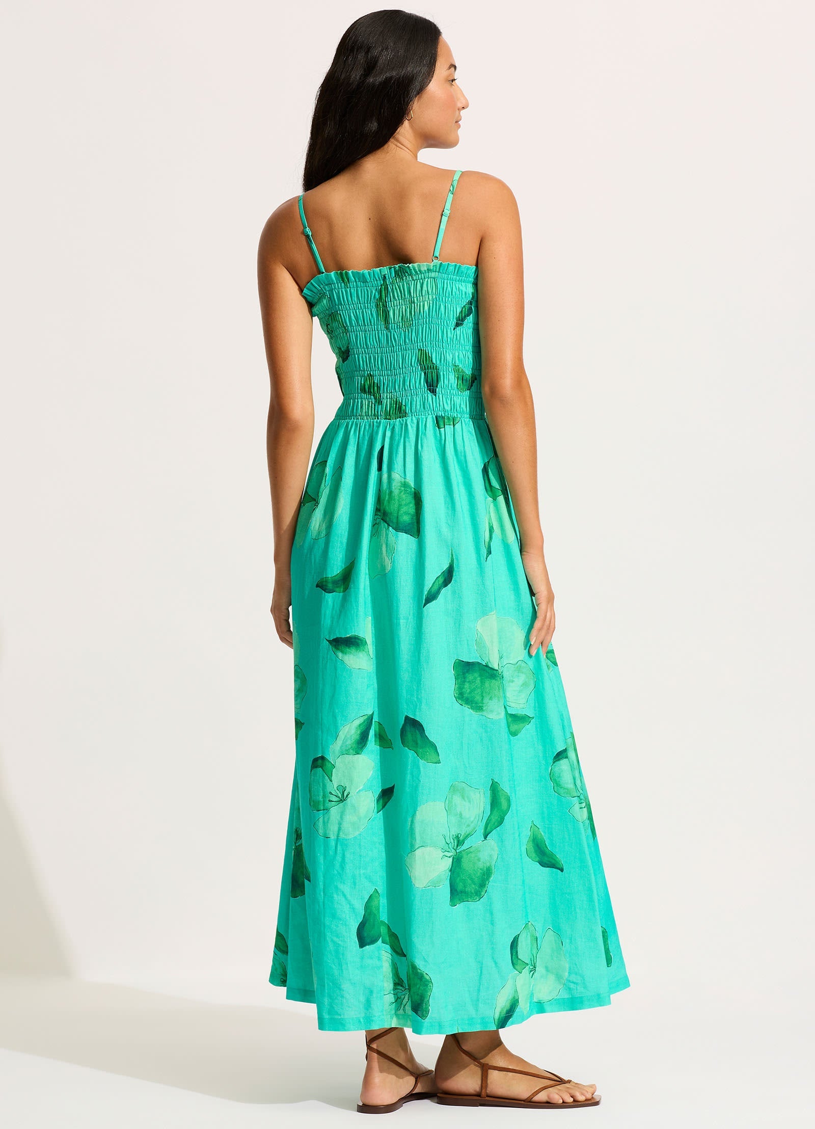  Secret Garden Shirred Maxi Dress - Jade