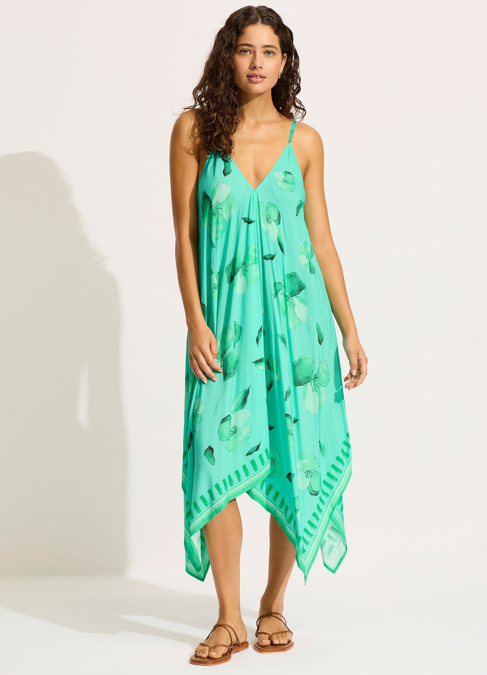  Secret Garden Scarf Midi Dress - Jade