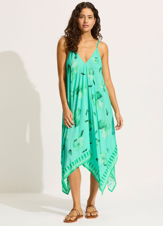  Secret Garden Scarf Midi Dress - Jade