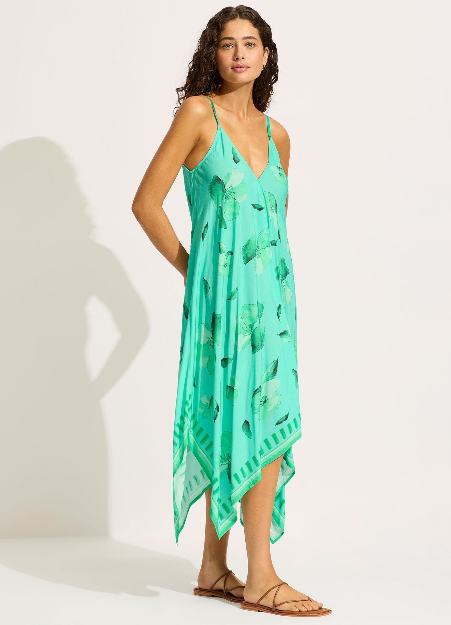  Secret Garden Scarf Midi Dress - Jade