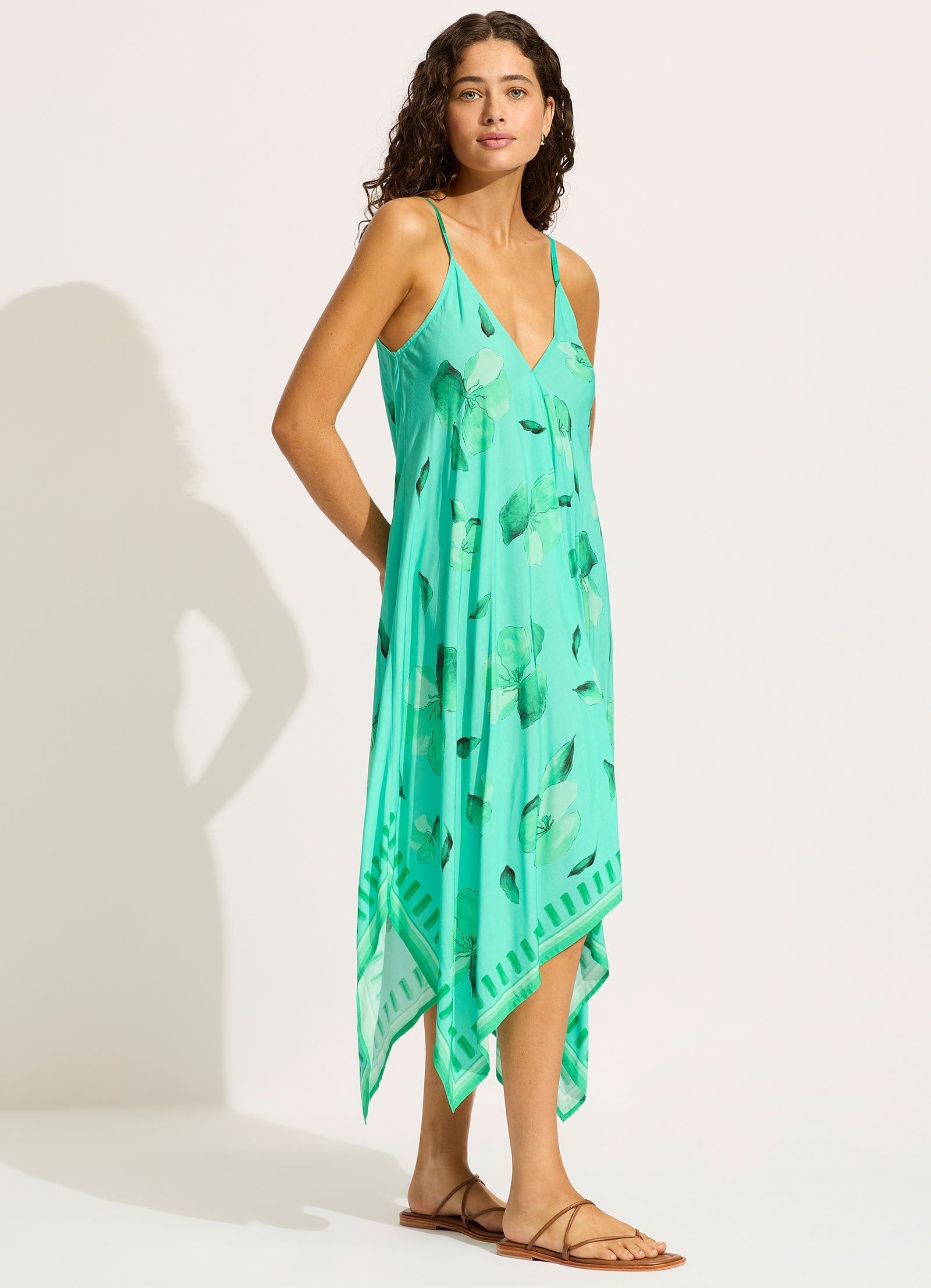  Secret Garden Scarf Midi Dress - Jade