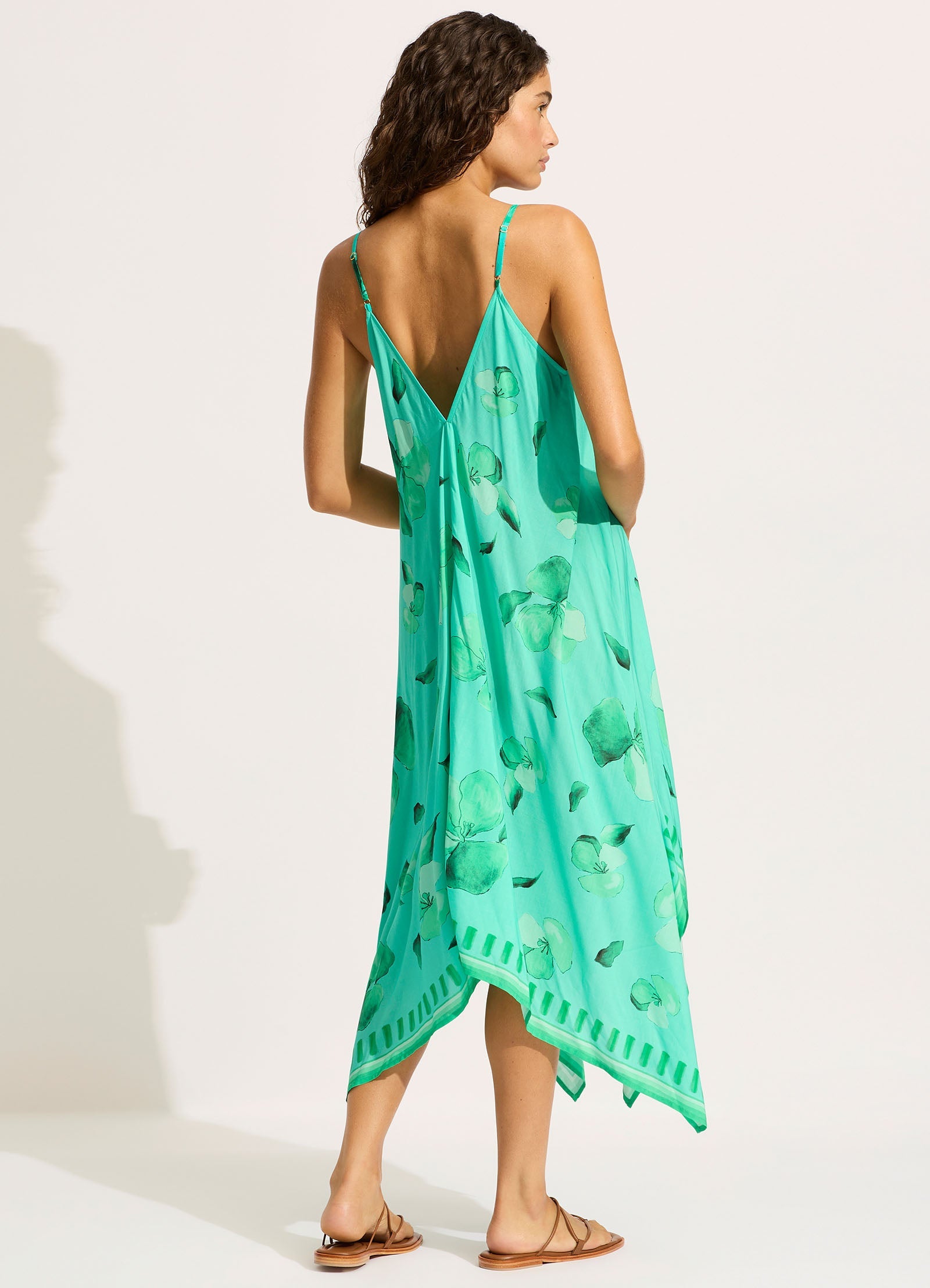  Secret Garden Scarf Midi Dress - Jade