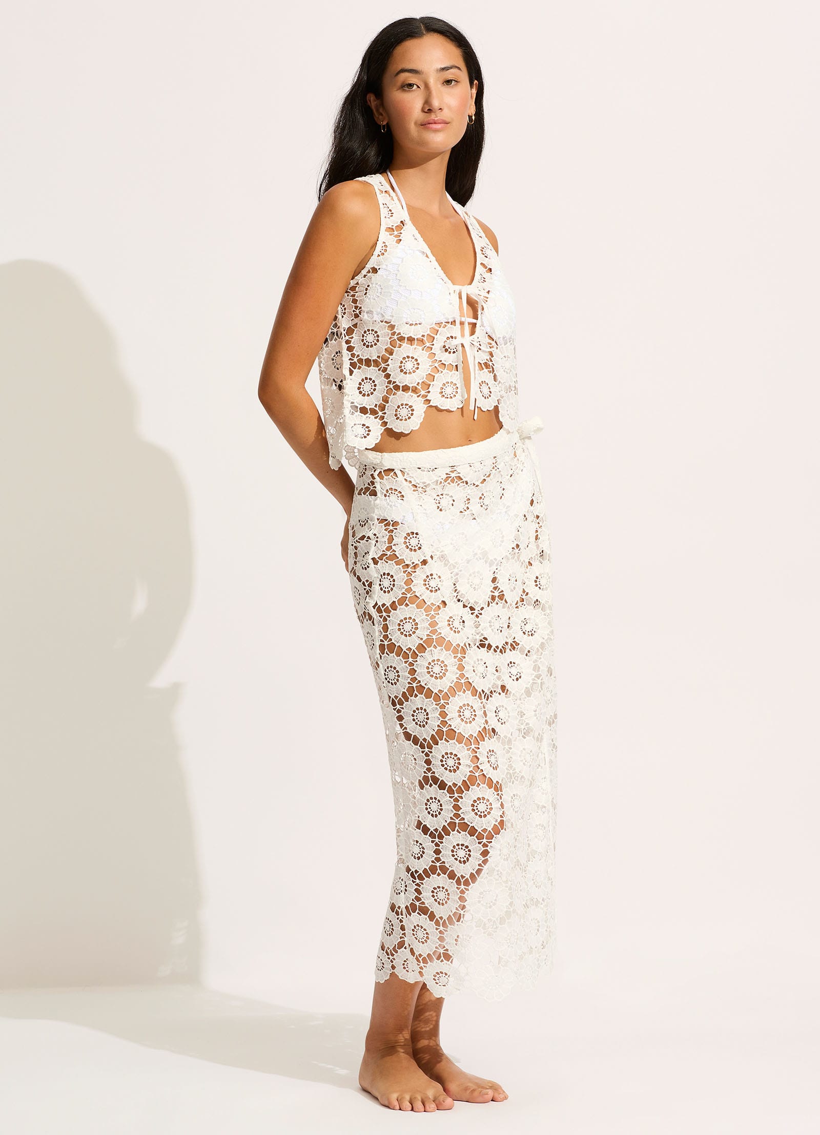  Secret Garden Maxi Wrap Maxi Skirt - White