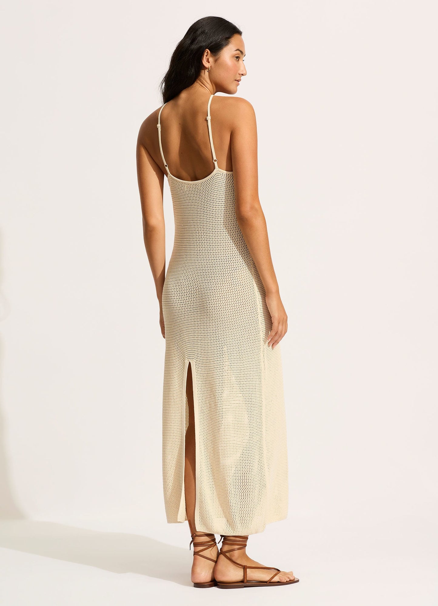  Isla Palm Knit Maxi Dress - Ecru