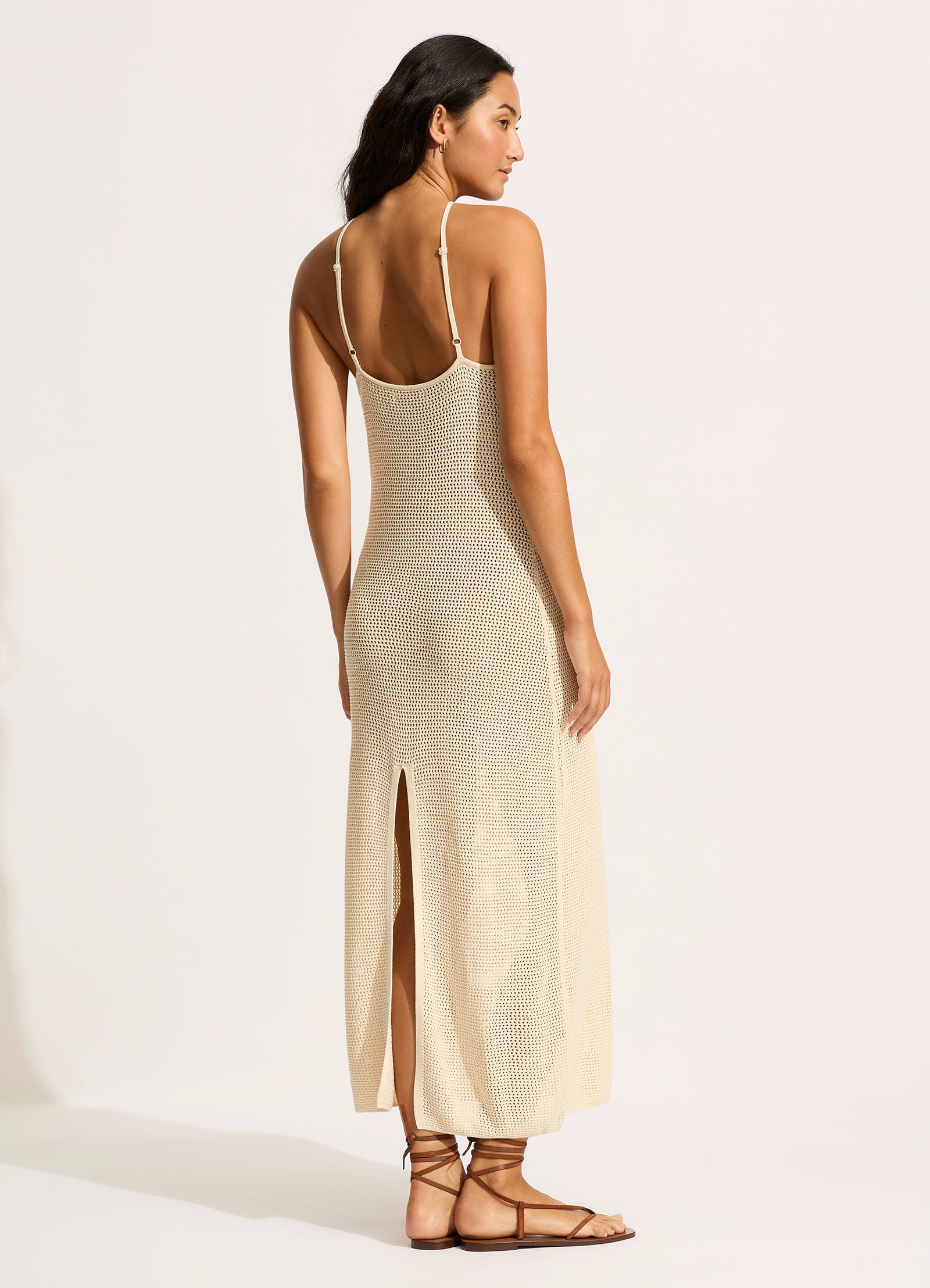  Isla Palm Knit Maxi Dress - Ecru