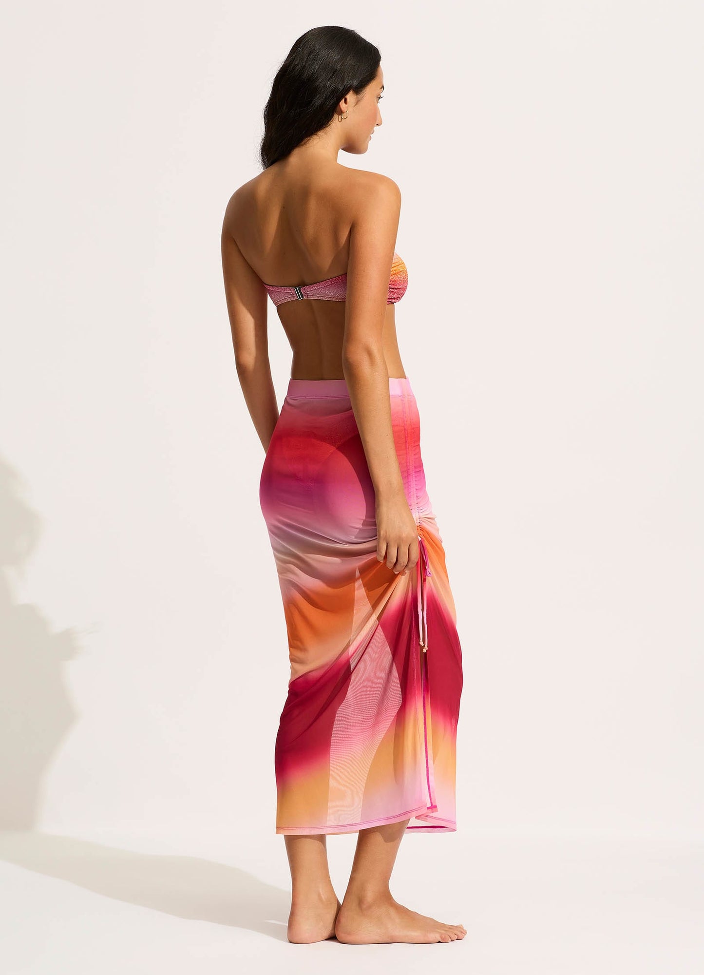  Spectrum Mesh Midi Skirt - Hot Pink