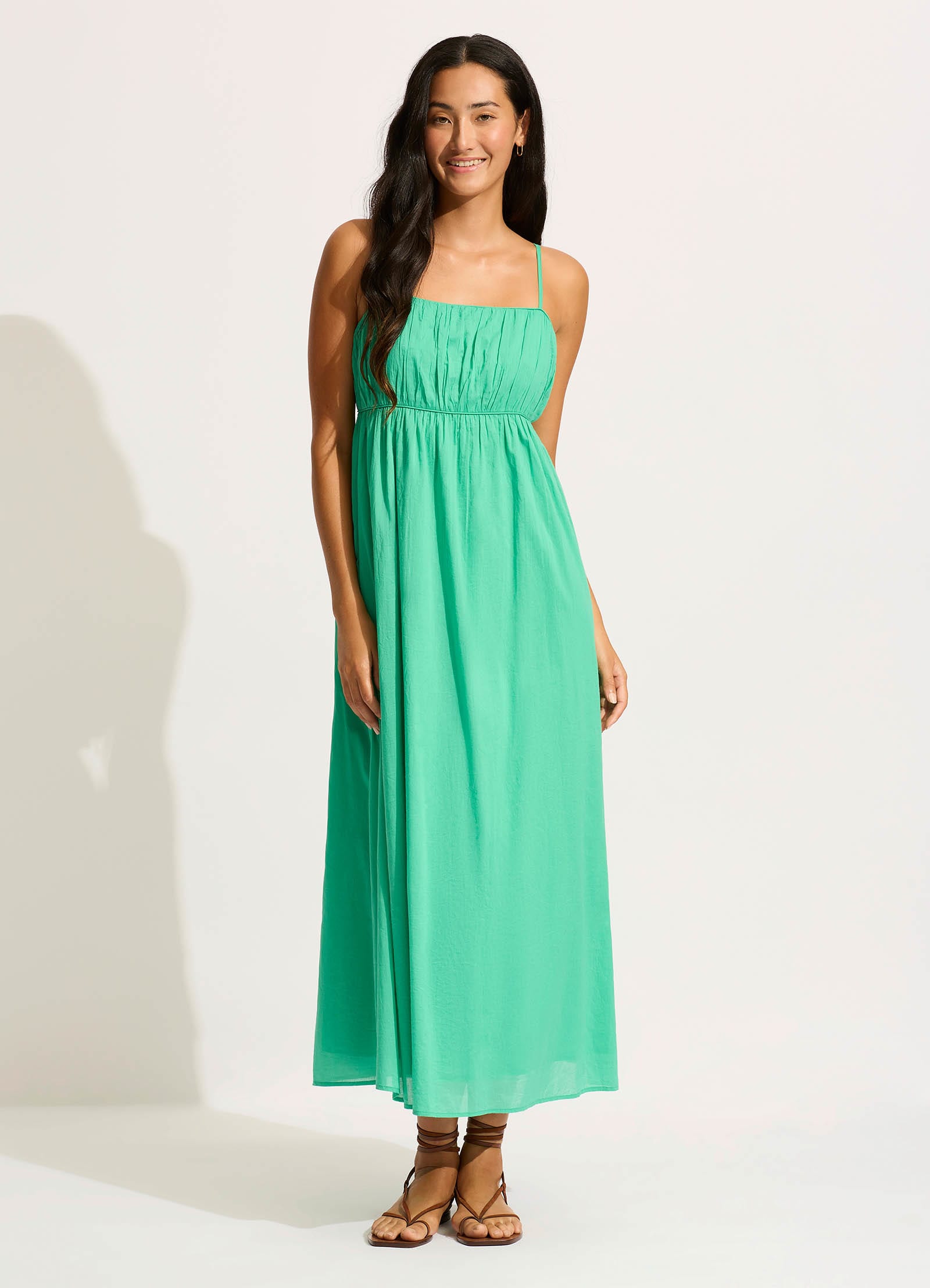  Piped Maxi Dress - Jade