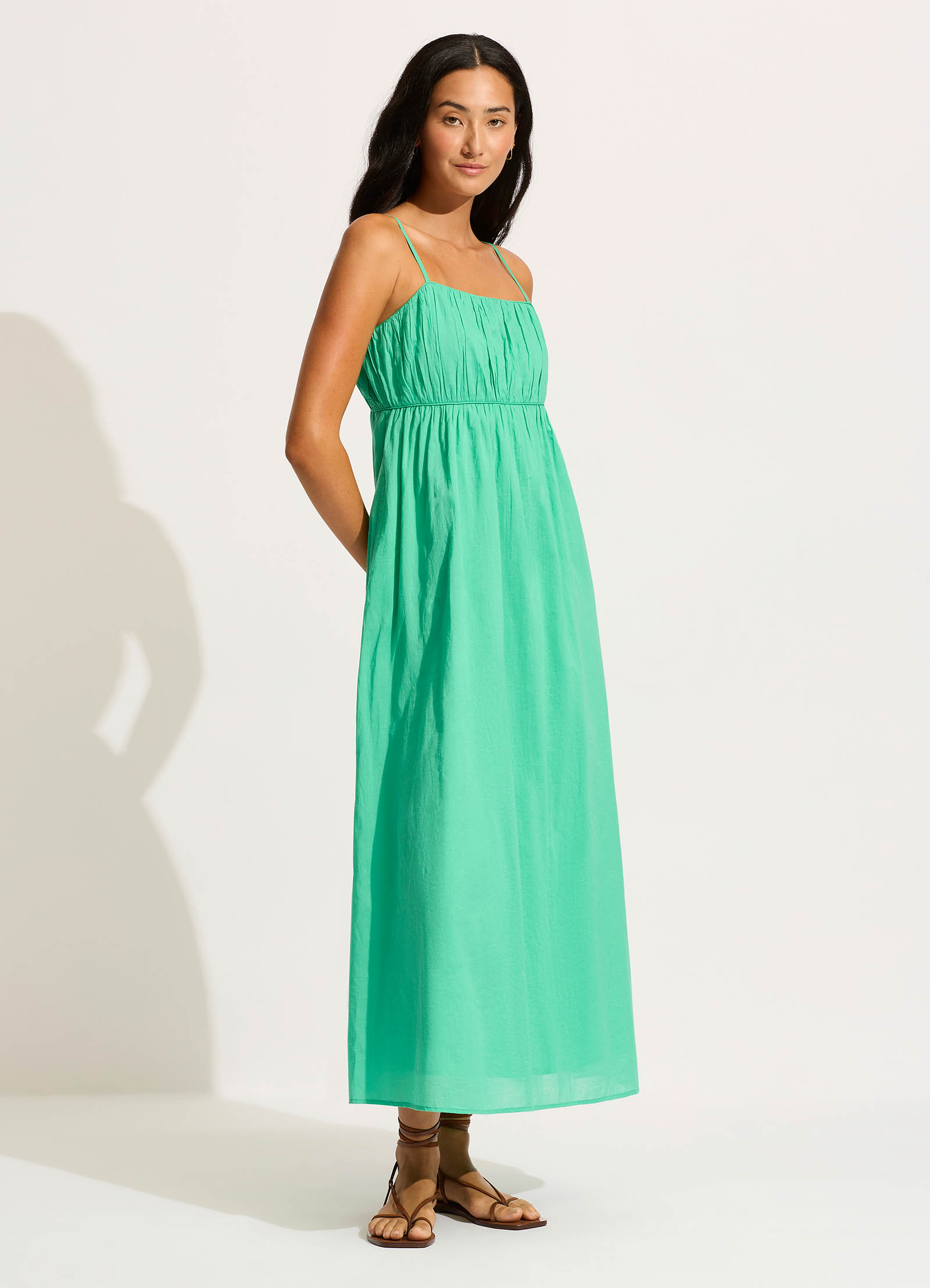  Piped Maxi Dress - Jade