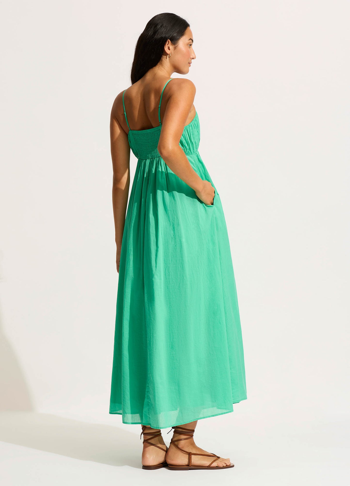  Piped Maxi Dress - Jade
