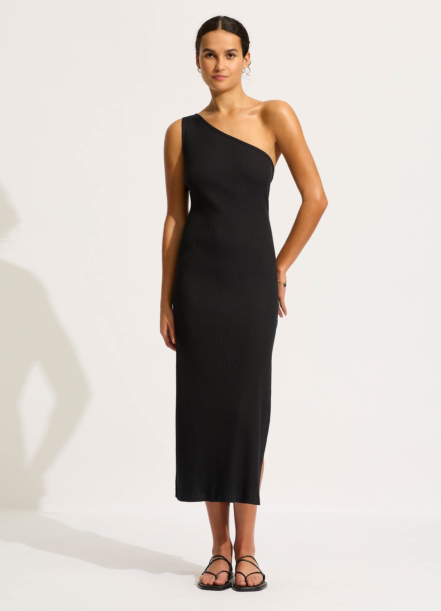  Jersey One Shoulder Dress - Black