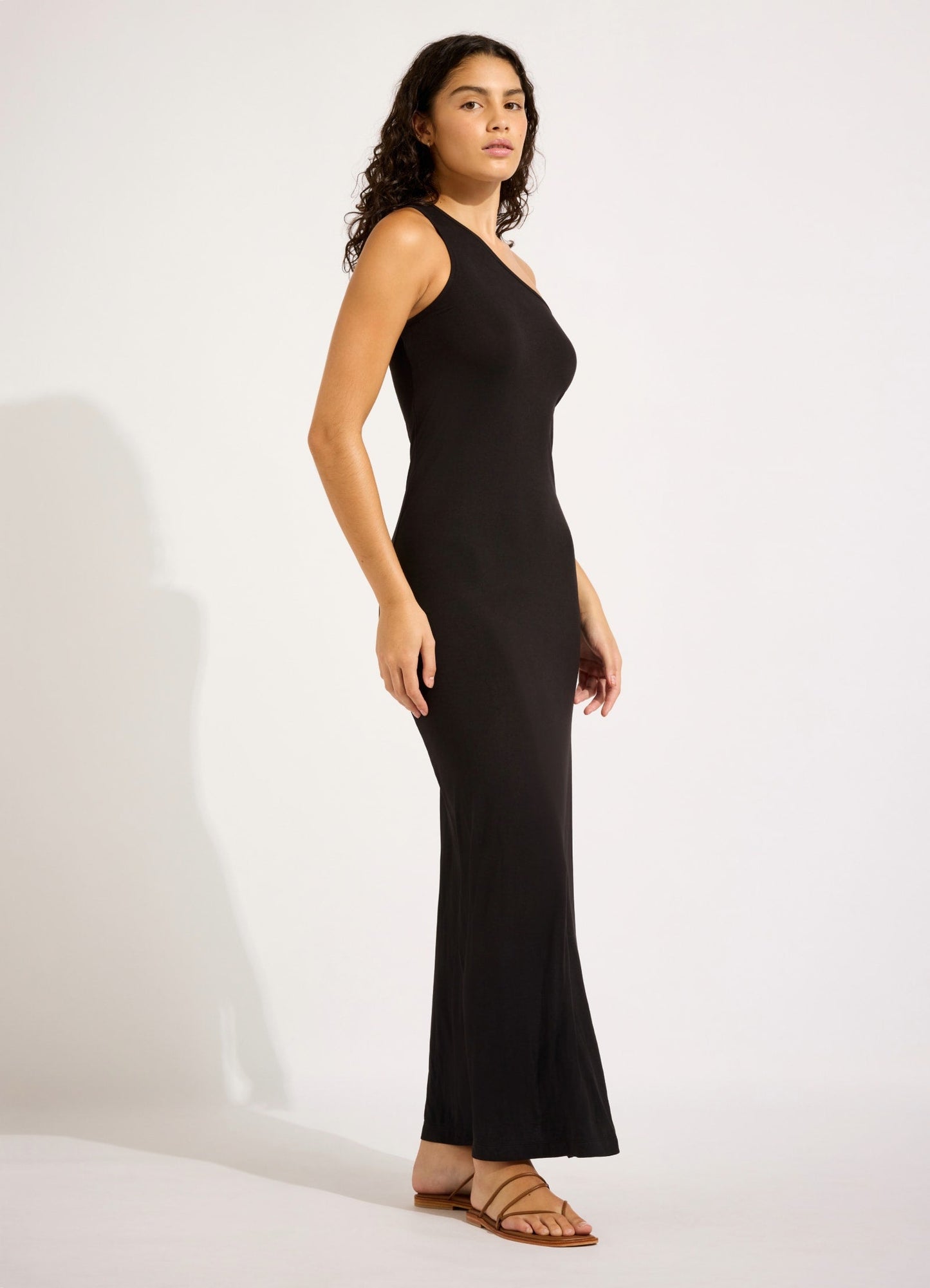  Jersey One Shoulder Dress - Black