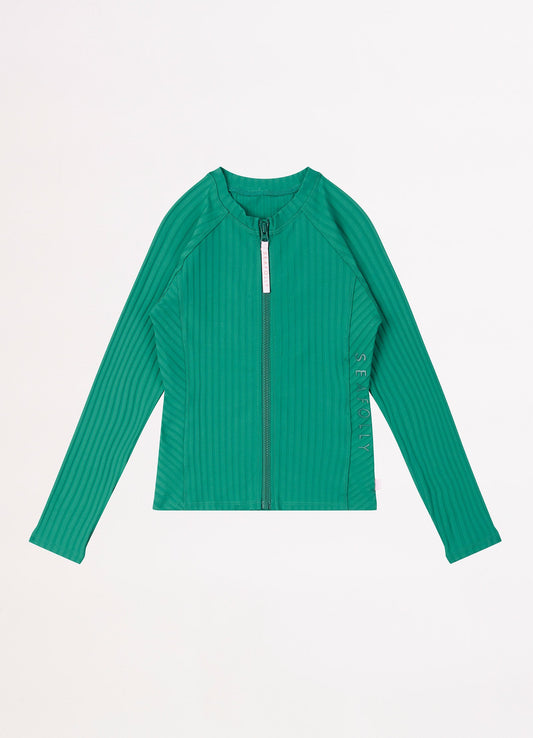  Girls Summer Essential Long Sleeve Rashie - Forest