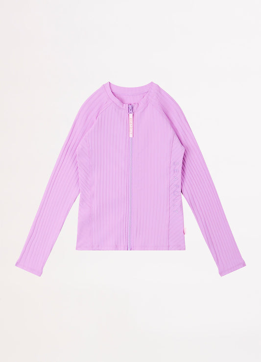 Girls Summer Essential Long Sleeve Rashie - Violet