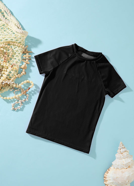  Essential Girls S/S Rash Vest - Black