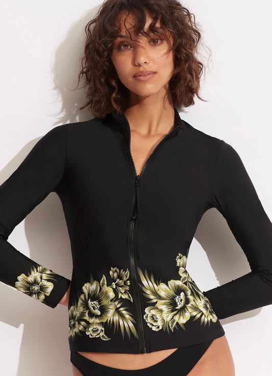  Island In The Sun Long Sleeve Sunvest - Avocado