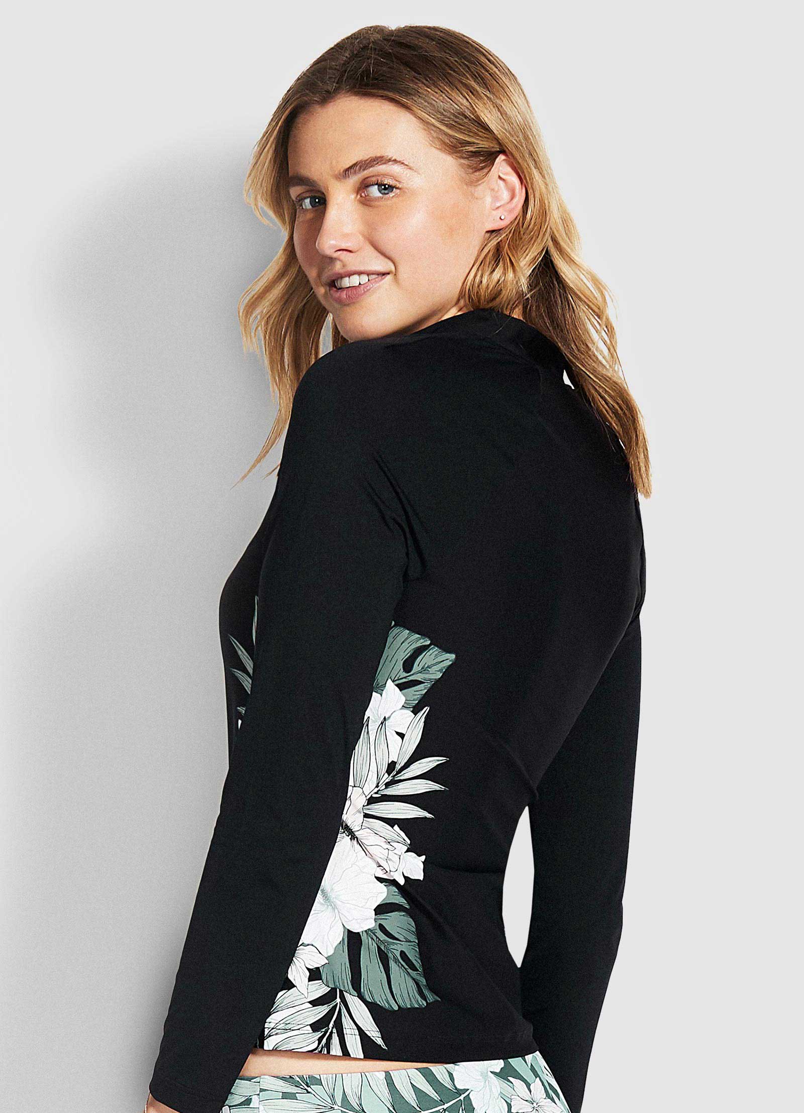  Copacabana Long Sleeve Rash Sun Vest - Black