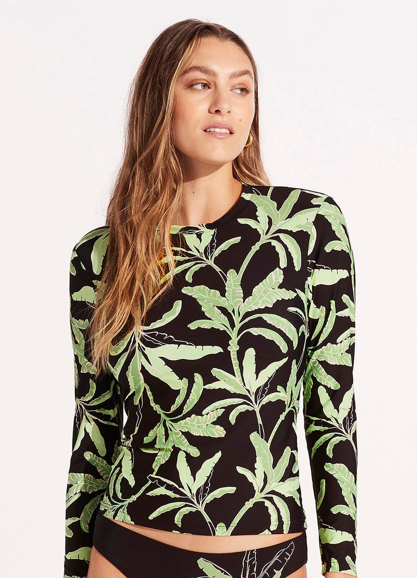  Palm Paradise Long Sleeve Sunvest - Black