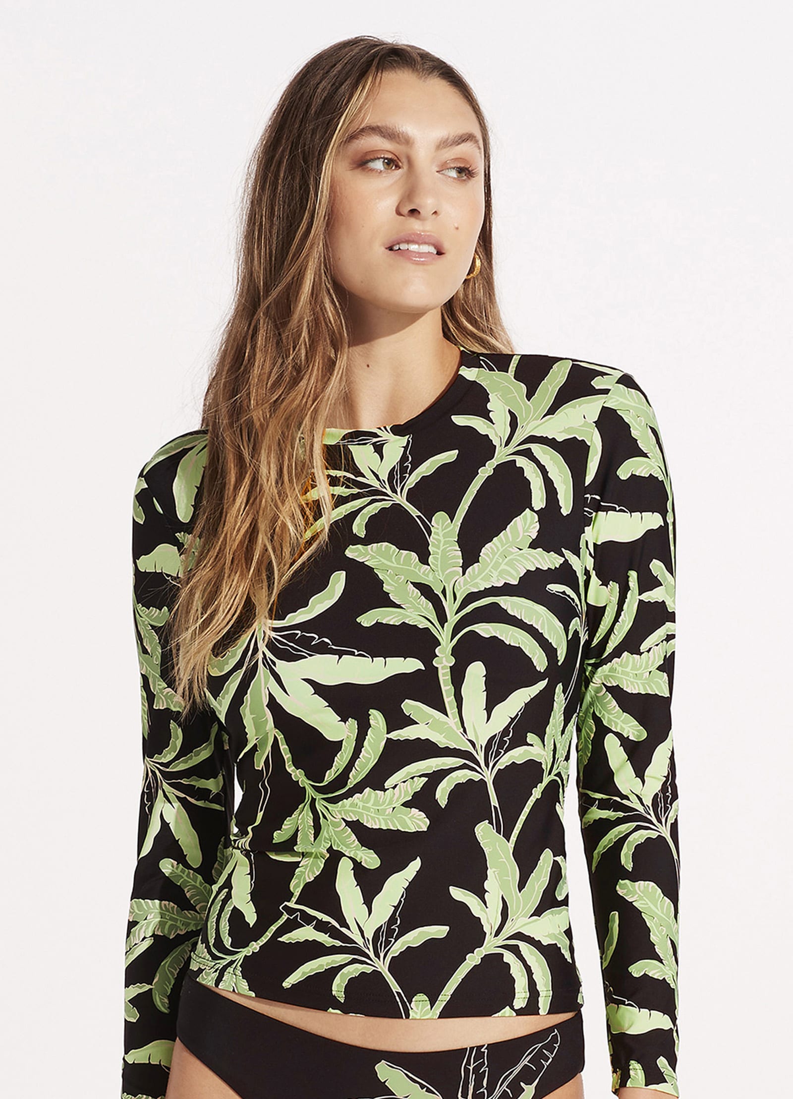  Palm Paradise Long Sleeve Sunvest - Black
