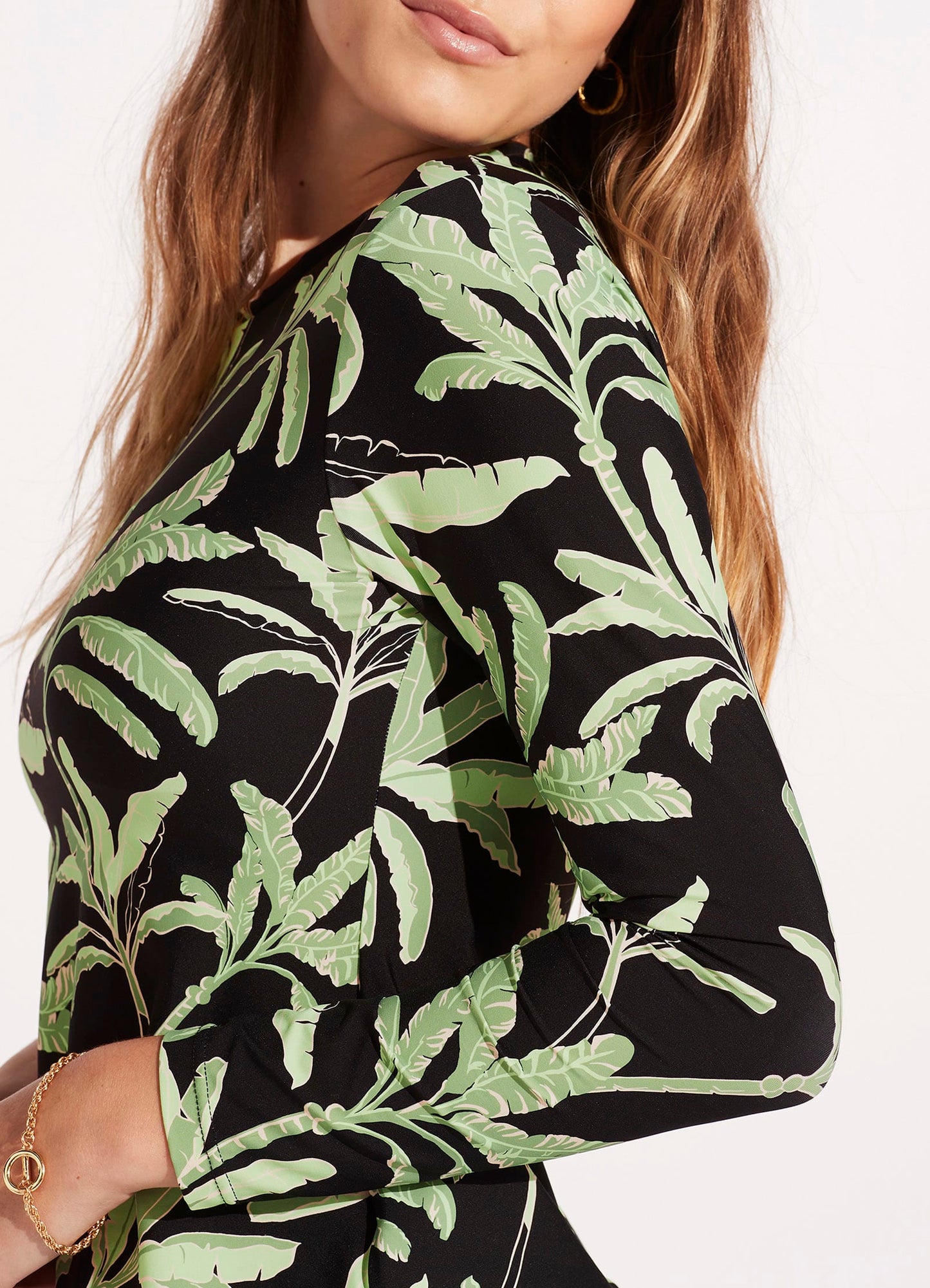  Palm Paradise Long Sleeve Sunvest - Black