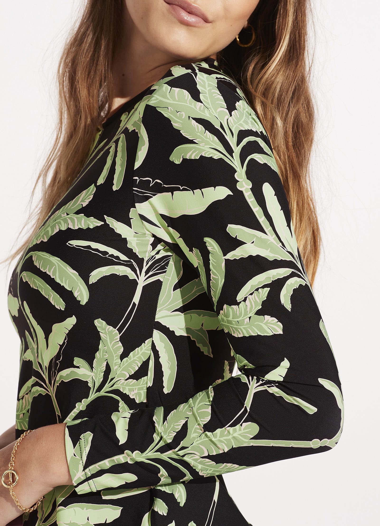  Palm Paradise Long Sleeve Sunvest - Black
