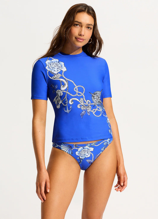  Ahoy Short Sleeve Rashvest - Azure