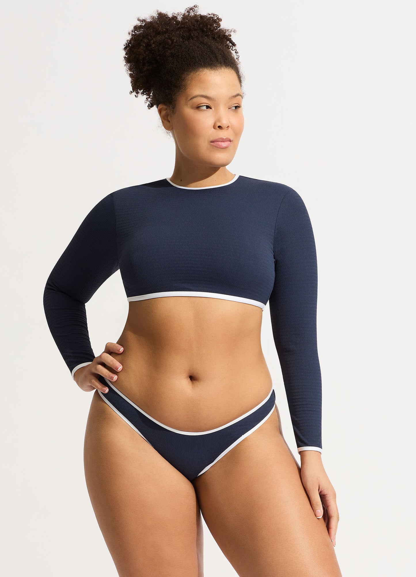  Beach Bound Cropped Long Sleeve Rashie - True Navy