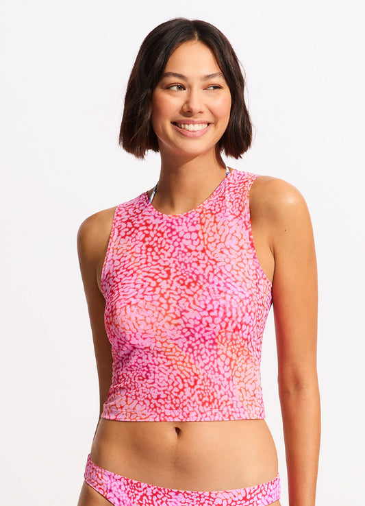 Sea Skin Mesh Tank Top - Fuchsia Rose