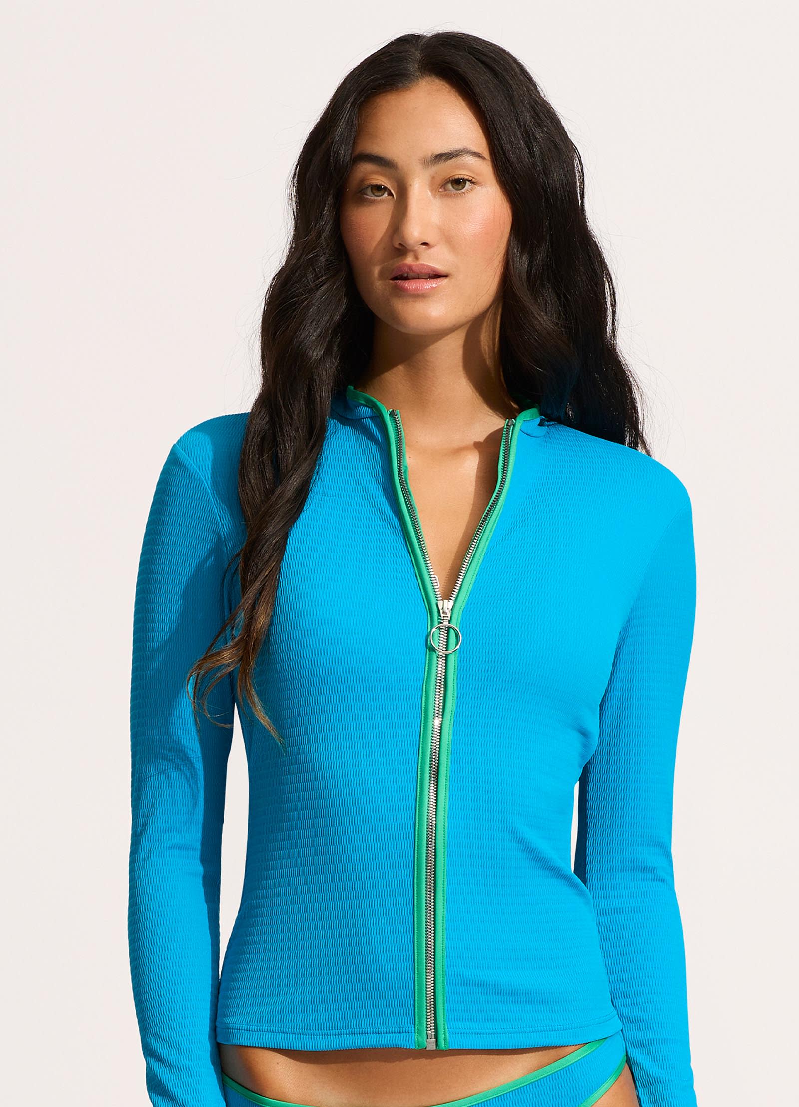  Beach Bound Long Sleeve Sunvest - Turquoise