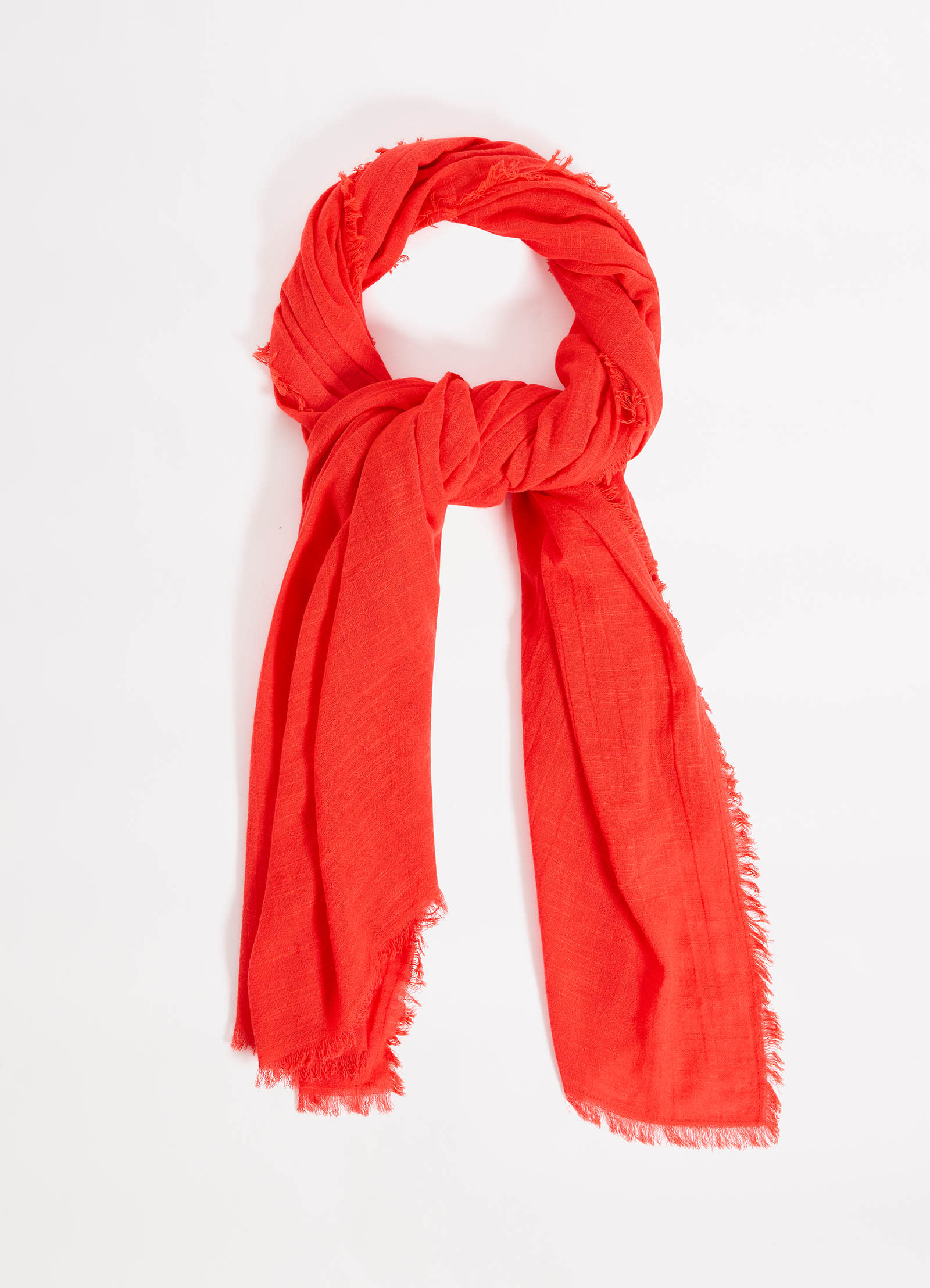  Textured Cotton Beach Wrap - Flame