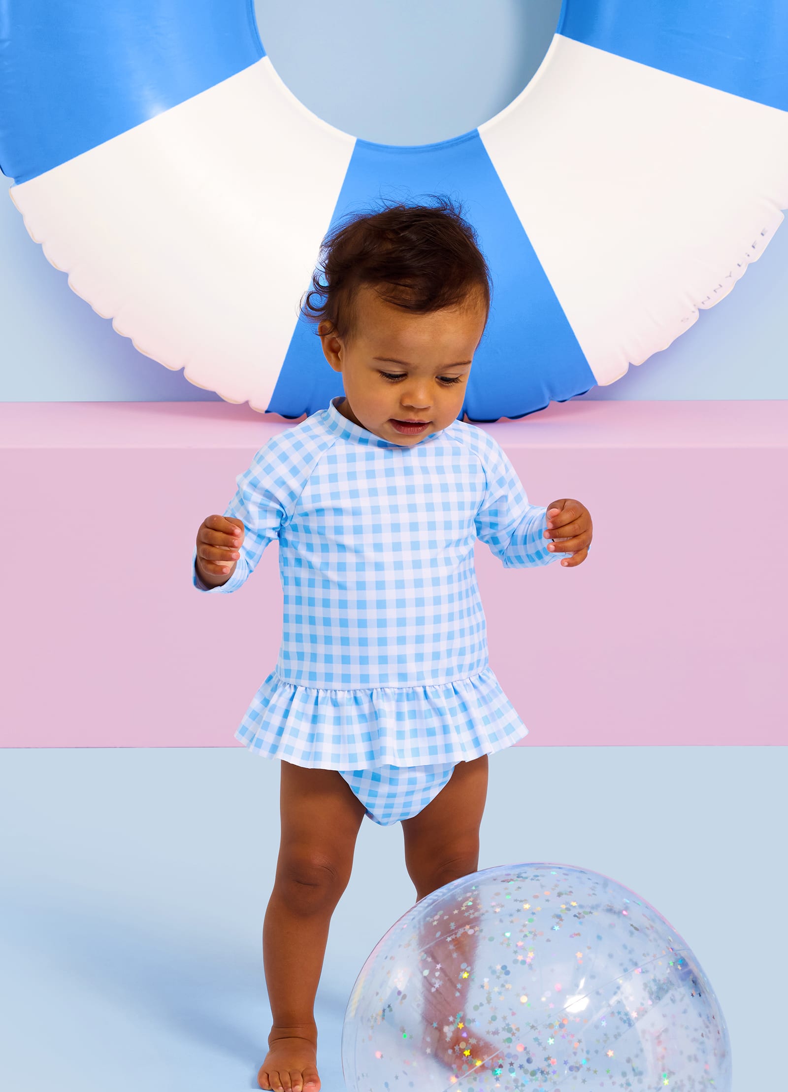  Gingham Rashie Set - Placid Blue